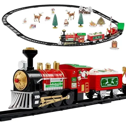 Train Électrique - Noël - Multicolore - Lumières LED - Accessoires Inclus - Décoration Festive