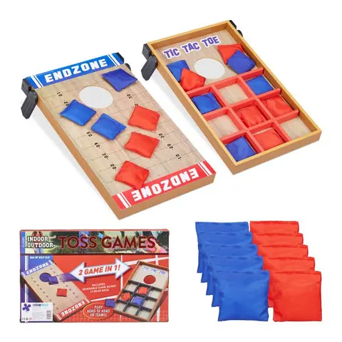 Relaxdays Jeux de lancer jeu poches et morpion 10 sacs agilité et stratégie extérieur & intérieur multicolore