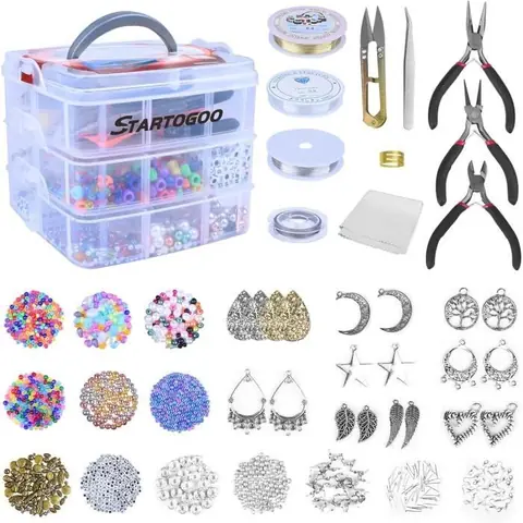 Kit de Fabrication de Bijoux - STARTOGOO - 1500pcs - Multicolore - Pour Enfants - 8 ans et plus