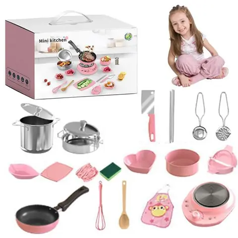Cuisine enfant 22 pièces avec ustensiles en acier inoxydable – Cadeau éducatif pour petits chefs 7-14 ans