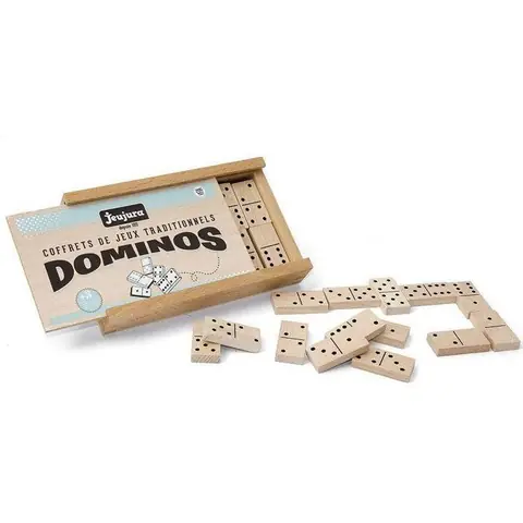 JEUJURA - Jeu de Dominos en Bois - Coffret en Bois - Garçon et Fille - A partir de 3 ans
