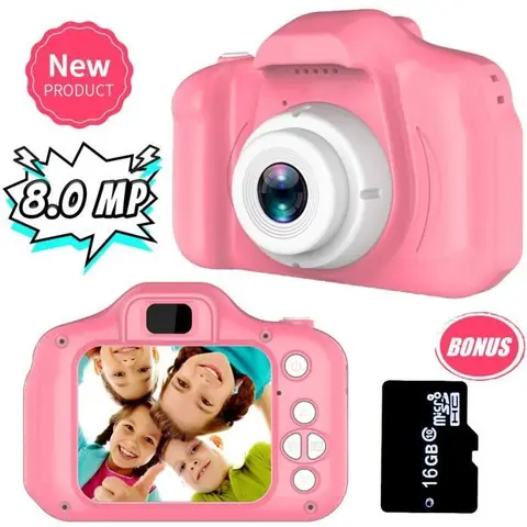Jouet - Appareil Photo - Enfant 8MP - Rose - Vidéo 1080p - Rechargeable USB