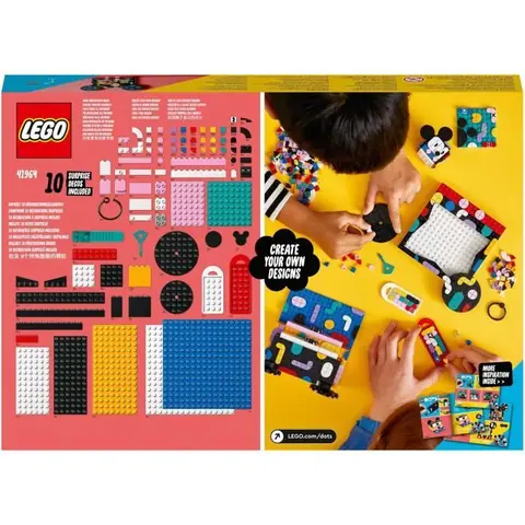 LEGO 41964 DOTS Boîte Créative La Rentrée Mickey Mouse et Minnie Mouse 6-en-1 Boîte de Rangement Cadre Photo Enfants 6 Ans