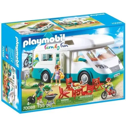 Camping-Car Playmobil - Famille et Camping-Car - Toit amovible - Coffre de toit - Table transformable