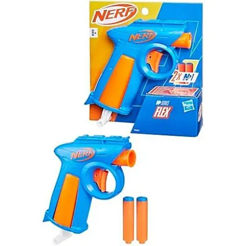 Blaster à fléchettes - NERF - Modèle Flex - Compact - 2 Fléchettes N1 - Pour enfants à partir de 8 ans
