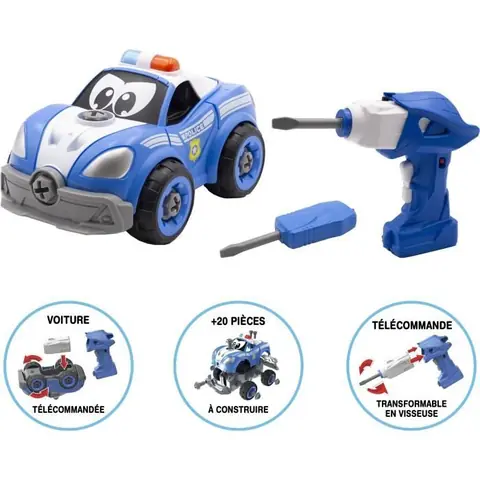 Voitre télécommandée - TOOKO - CONSTRUIS MA VOITURE DE POLICE RC - Technologie follow-me - Dès 2 ans