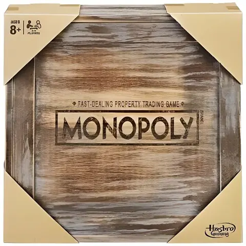 Monopoly - MONOPOLY BOIS VINTAGE - Version premium en bois - 2 à 6 joueurs