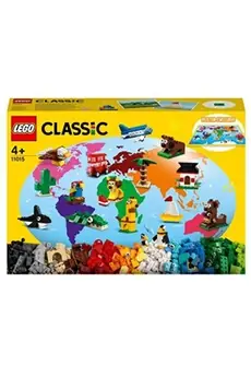 LEGO® 4+ Classic 11015 Briques créatives « Autour du monde » Jeu de Construction avec 15 Figurines d’animaux