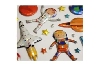 Scène à décorer pour enfants - Explorons l'espace ! - Stickers Puffies