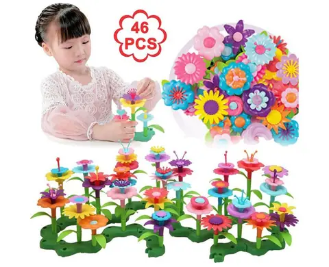 Ensemble de 46 jouets de construction de jardin de fleurs pour les tout-petits activités préscolaires et jeu de simulation de j