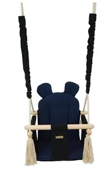 Balançoire bascule bois coton noir, bleu marine