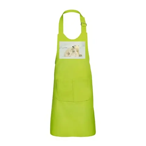 Fabulous Tablier Cuisine Enfant 2 Poches Vert Maman Ours Polaire et Ses Oursons - Haut de gamme