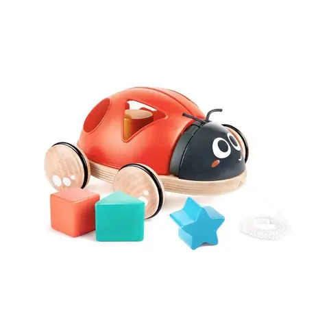 Coccinelle à tirer trieuse de formes - Hape - SHAPE SORTER LADYBUG - Boite à formes - Jouet à tirer