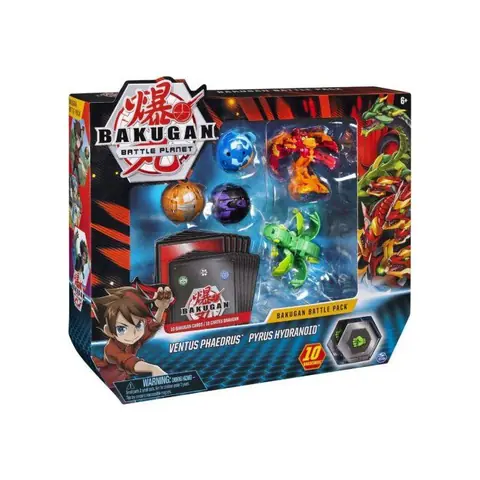 Bakugan - Battle Pack Ventus Phaedrus Et Pyrus Hydranoid : 5 Boules (bleue rouge brune) - 10 Bakucores 10 Cartes - Battle Planet