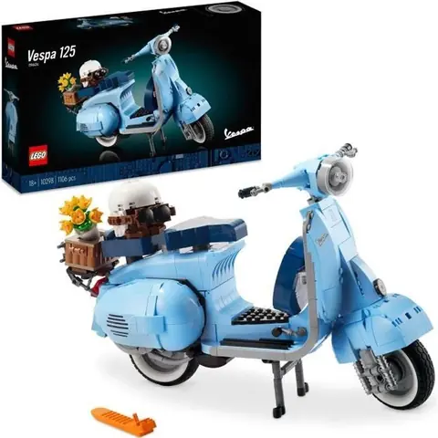 LEGO® 10298 Scooter Vespa 125, Kit de Construction Modèle Réduit de l'Icône Italienne Vintage, Collection pour Adulte, Maquette