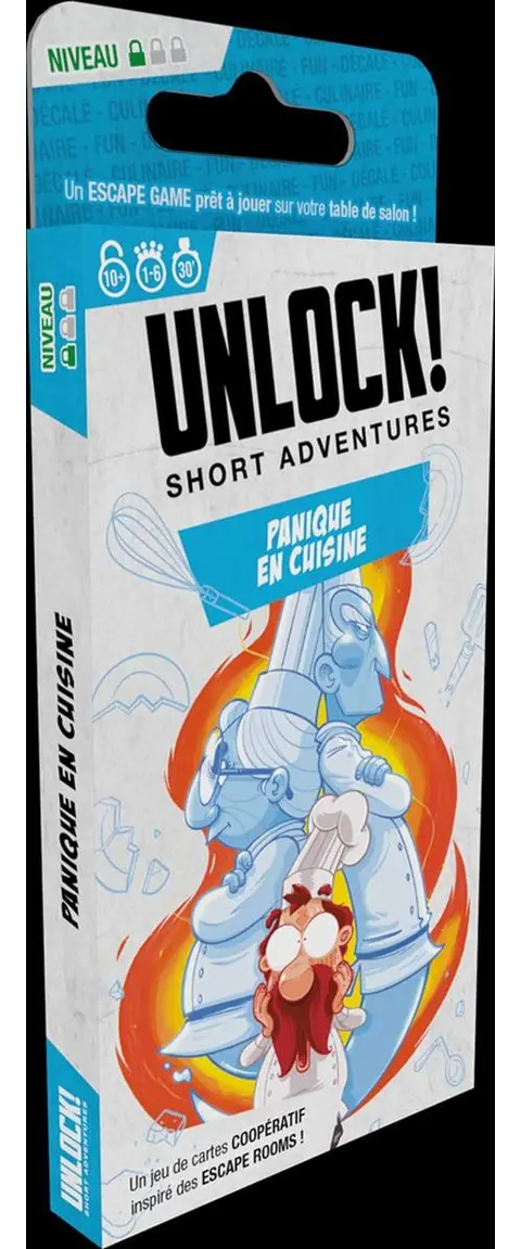 Jeu d'escape game Asmodee Unlock Short Adventure Panique en cuisine