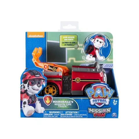 Pat Patrouille : Marcus Et Son Camion Pompier Rouge - Vehicule Mission - Figurine Chien - Paw Patrol