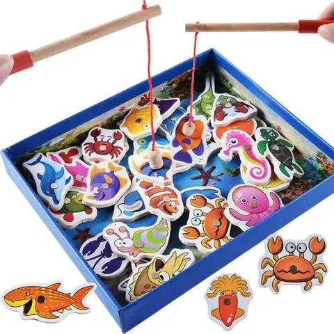 Jeu Pêche en Bois Magnétique 32 PCS - Education Précoce - Cadeau danniversaire de Noël