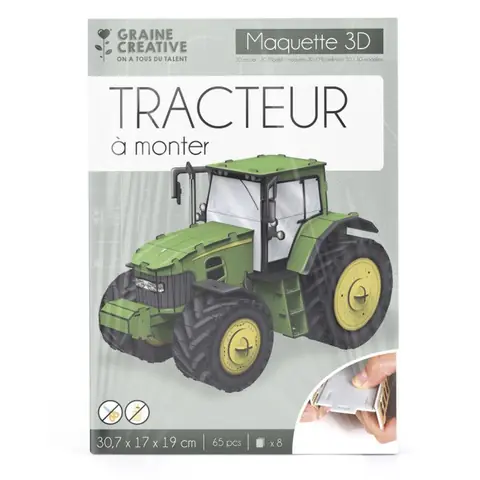 Puzzle 3D maquette - Tracteur - 307 x 17 x 19 cm - 65 pcs - Graine Creative on a tous du talent