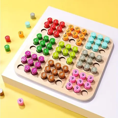 Jeu de société Sudoku pour enfants - Explorez - Puzzles numériques - Entraînement cérébral en bois