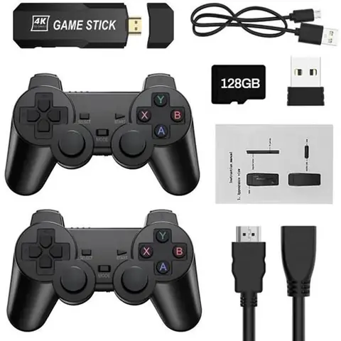 128G - Console de jeu rétro HD PSP, 40000 jeux console de jeu TV domestique boîte de jeu Pandora 4K avec 2 manettes, noir