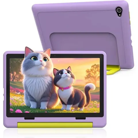 Tablette Enfants 10 Pouces Kids Tablette HD Écran IPS 1280 * 800 Tablettes Android 14 Octa-Core 8GB Extensible Jusqu’à 1TB (Violet)