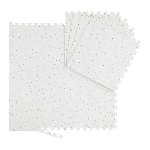 Relaxdays Tapis puzzle motif étoiles 8 pièces mousse EVA sans substances nocives bébé enfants 50x50cm blanc/gris