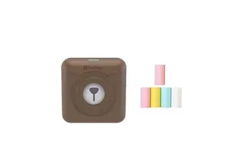 Mini imprimante photo thermique portable bluetooth 58 mm avec 5 rouleaux de papier d'impression -marron _catf