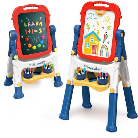 Chevalet Peinture pour Enfants，Tableau Enfant Double Face - Pied réglable  Tableau magnétique pour garçons et filles