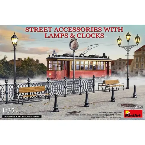 Maquette Diorama - MINIART - 35639 - 1/35ème - Accessoires de rue - Lampes et horloges