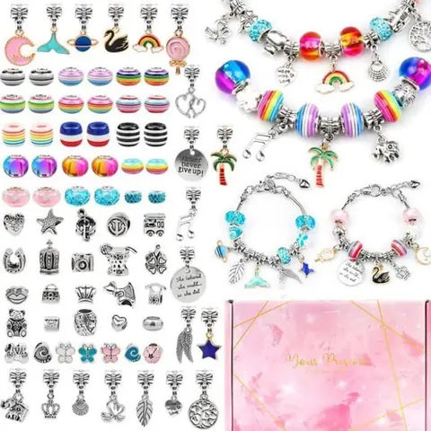 Kit de Fabrication de Bracelets pour Filles Kits de Bijoux et Perles pour Enfants Bijoux Enfants Fille Cadeaux de Fille 5-12 Ans