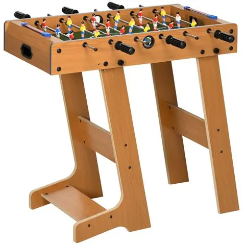 Babyfoot pliable - 18 joueurs, 2 ballons, 3 + 3 poignées, compteur - dim. 69 x 37 x 70 cm - MDF coloris bois