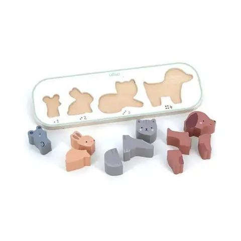 Japprends a compter les animaux - VILAC - Beige - Bois - Dès 18 mois