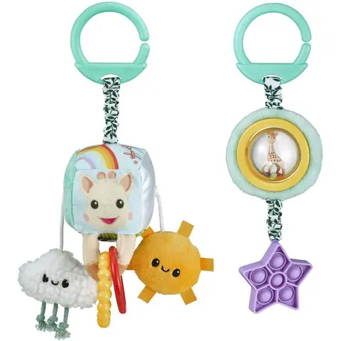 Jouets d’éveil à suspendre - SOPHIE LA GIRAFE - Duo sensoriel - Multi-activités - Accroche facile