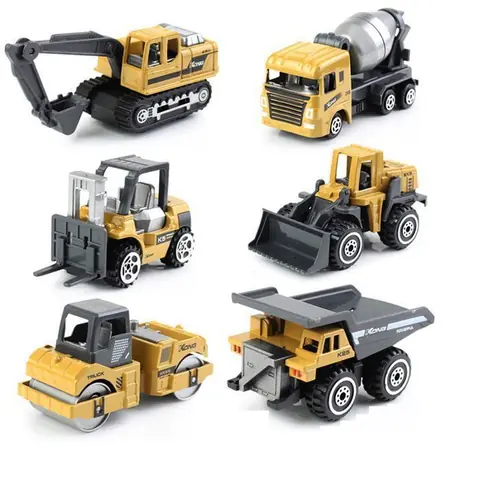Voiture JouetCoffret 6 Véhicules de Construction Camion Cadeaupour Enfant Garçon Fille 3+ Ans de Petites Voitures Miniatures
