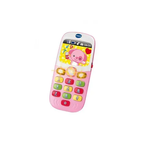 Telephone portable bebe bilingue francais / anglais Rose - Baby Smartphone Educatif - Sons et Lumieres - Set Jouet musical + carte