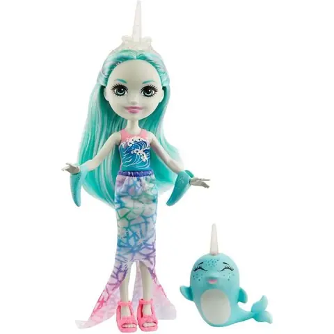 Enchantimals - Naddie Narval et Sword - Mini-poupée avec jupe sirène - Jouet pour enfant