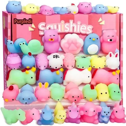 Jouets squishies animaux - ZUUKO - 50 pièces - Caoutchouc souple - Soulagement du stress - Reconnaissance des couleurs