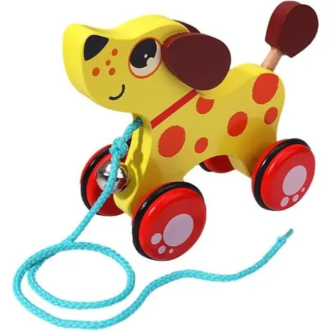 Jouets à Pousser et à Tirer en Forme danimaux Jouet à Tirer avec Ficelle Jouet éducatif en Bois pour Filles et Enfants Chien