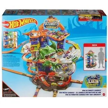 HOT WHEELS City Super Dino Robot Garage 90 cm de haut 100 places de parking - 2 véhicules inclus