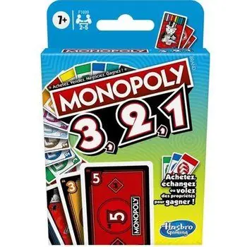 MONOPOLY - 3, 2, 1 - Jeu de cartes rapide pour la famille et les enfants - à partir de 7 ans