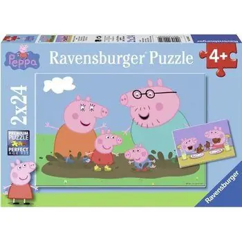 PEPPA PIG Puzzles 2x24 pièces - La vie de famille - Ravensburger - Lot de puzzles enfant - Dès 4 ans