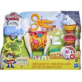 PLAY-DOH - Animal Crew - Sherrie Brebis ébouriffée - jouet avec 4 Pots de pâte PLAY-DOH - colorée et atoxique