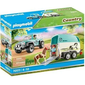 PLAYMOBIL - 70511 - Voiture et van pour poney