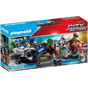 PLAYMOBIL - 70570 - Policier avec voiturette et voleur à moto