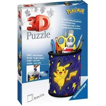 POKÉMON Puzzle 3D Pot à crayons - Ravensburger - Puzzle 3D enfant - sans colle - Pot à crayons 54 pièces - Dès 6 ans