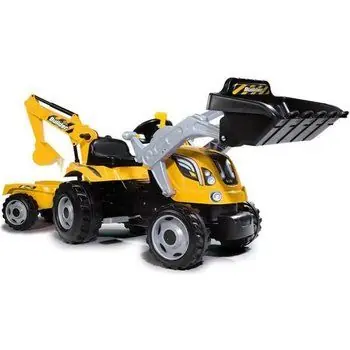 Porteur Tracteur Builder Max Pelleteuse et Remorque Jaune - SMOBY