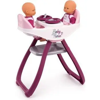 SMOBY Baby Nurse Chaise Haute Jumeaux + 4 Accessoires