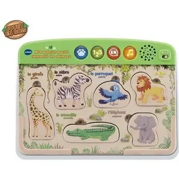 VTECH BABY - Mon Premier Puzzle Interactif des animaux - Jouet Bois FSC®