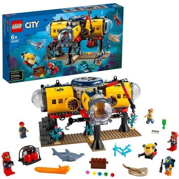 LEGO® City 60265 La base d’exploration océanique, Sous Marin avec Mini-figurines Animaux, Jouet pour Enfants de 6 ans et plus